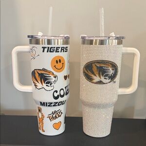 Mizzou Tigers Tumblers - White and Rhinestone